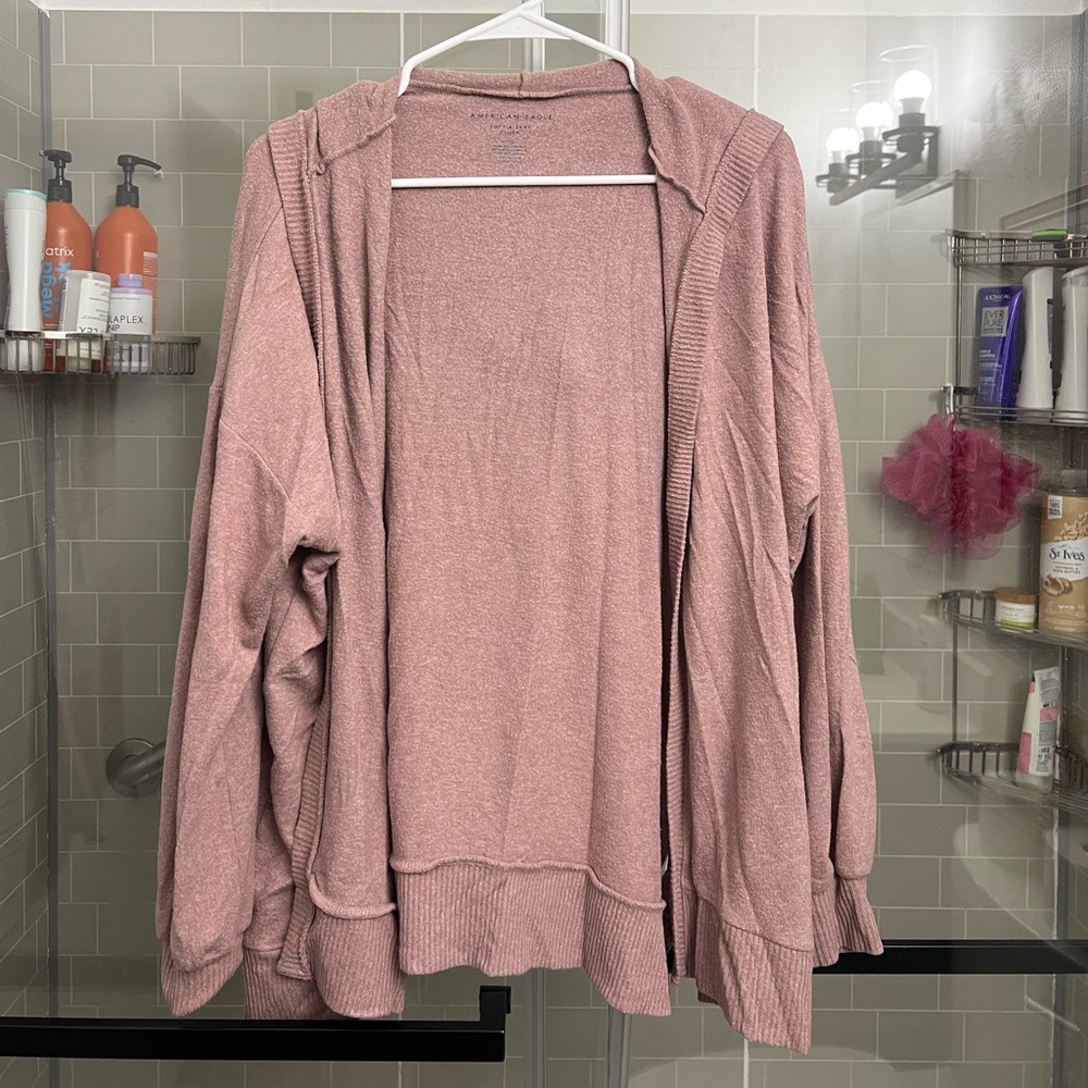 American eagle plush soft mauve/pink cardigan